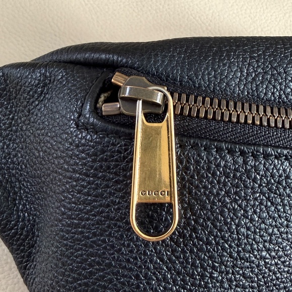 Authentic Gucci Logo Belt Fanny Waist Leather Black Bag Large Unisex - Picture 8 of 11